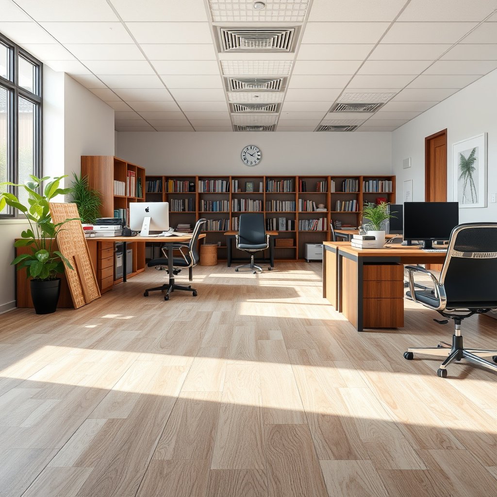 Essential tools needed for measuring laminate floors in a home office setup.