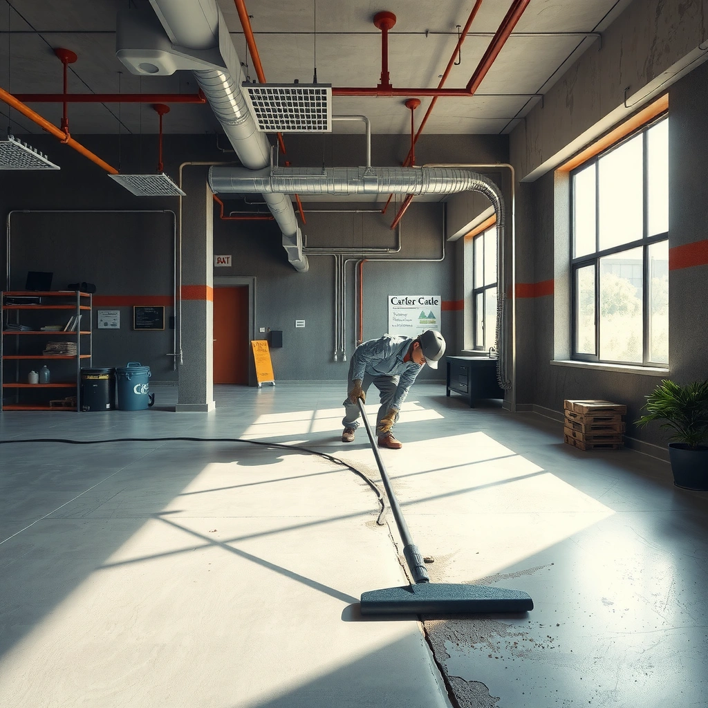 Supplies needed for removing adhesive from concrete floors, including tools and adhesive types.