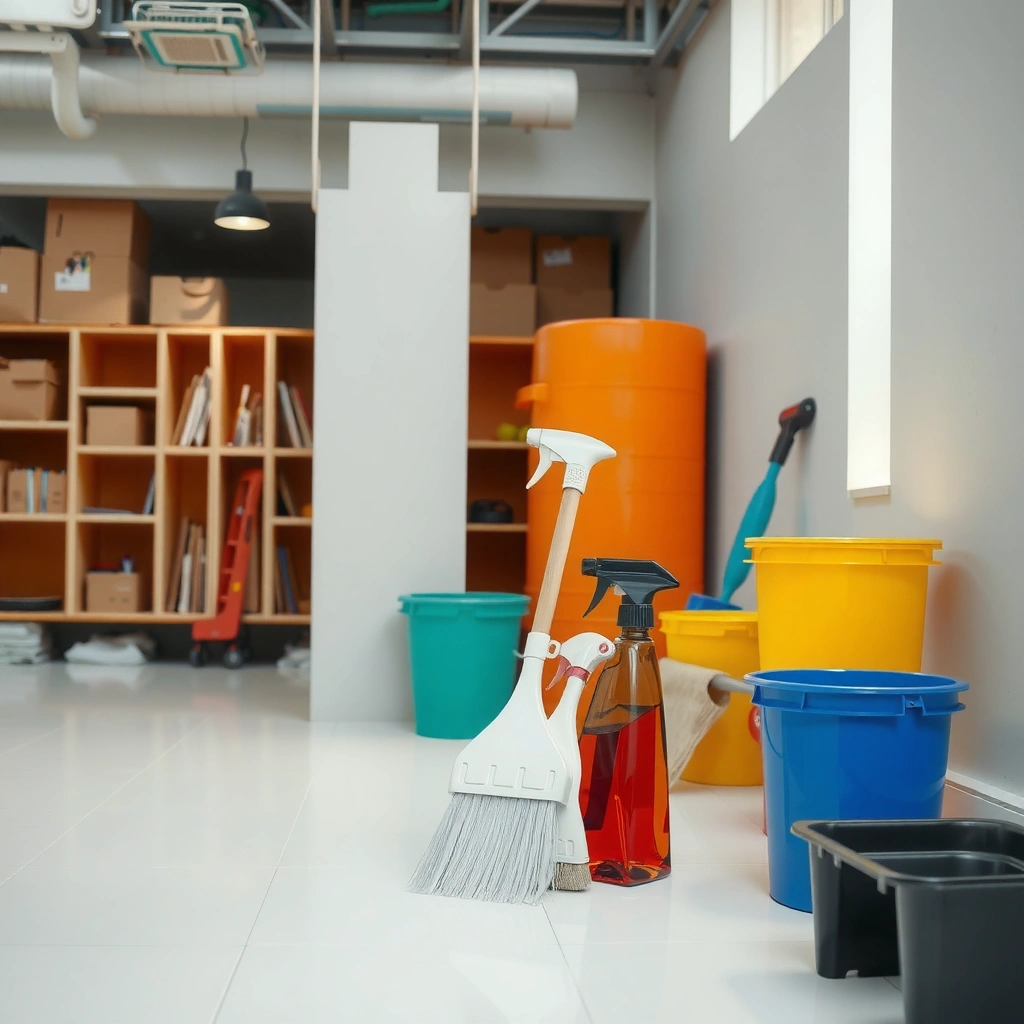Supplies needed for polishing sheet vinyl floors and checking the finish.