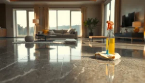 A clean granite floor showcasing effective maintenance tips to prevent dullness.