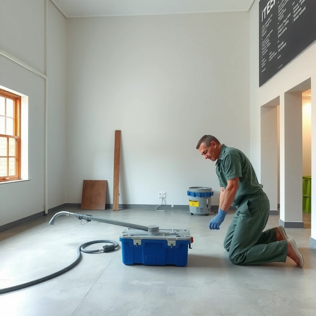 A close-up view of peeling polished concrete floor showing damage and underlying issues to address.