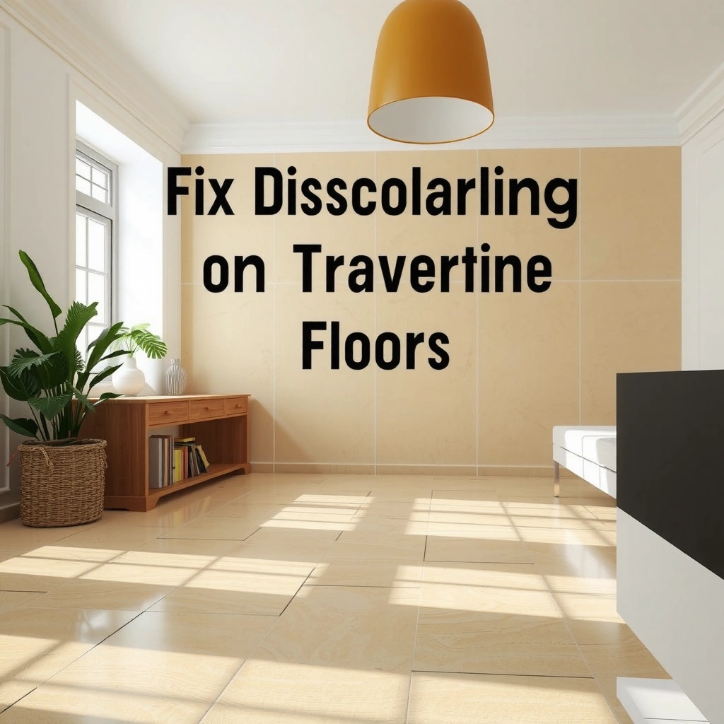 Image showing examples of stain and etch discoloration on travertine floors for identification.