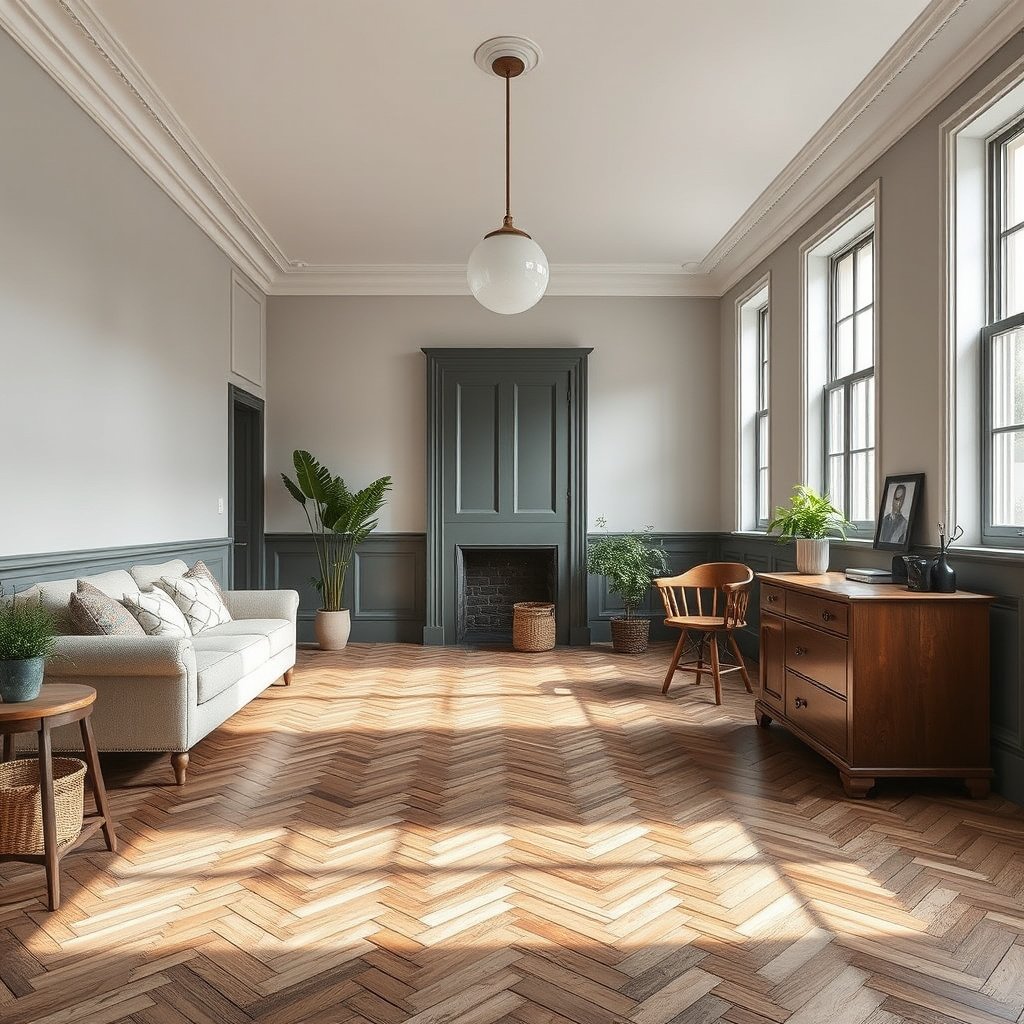 Different types and finishes of herringbone floors for restoration identification