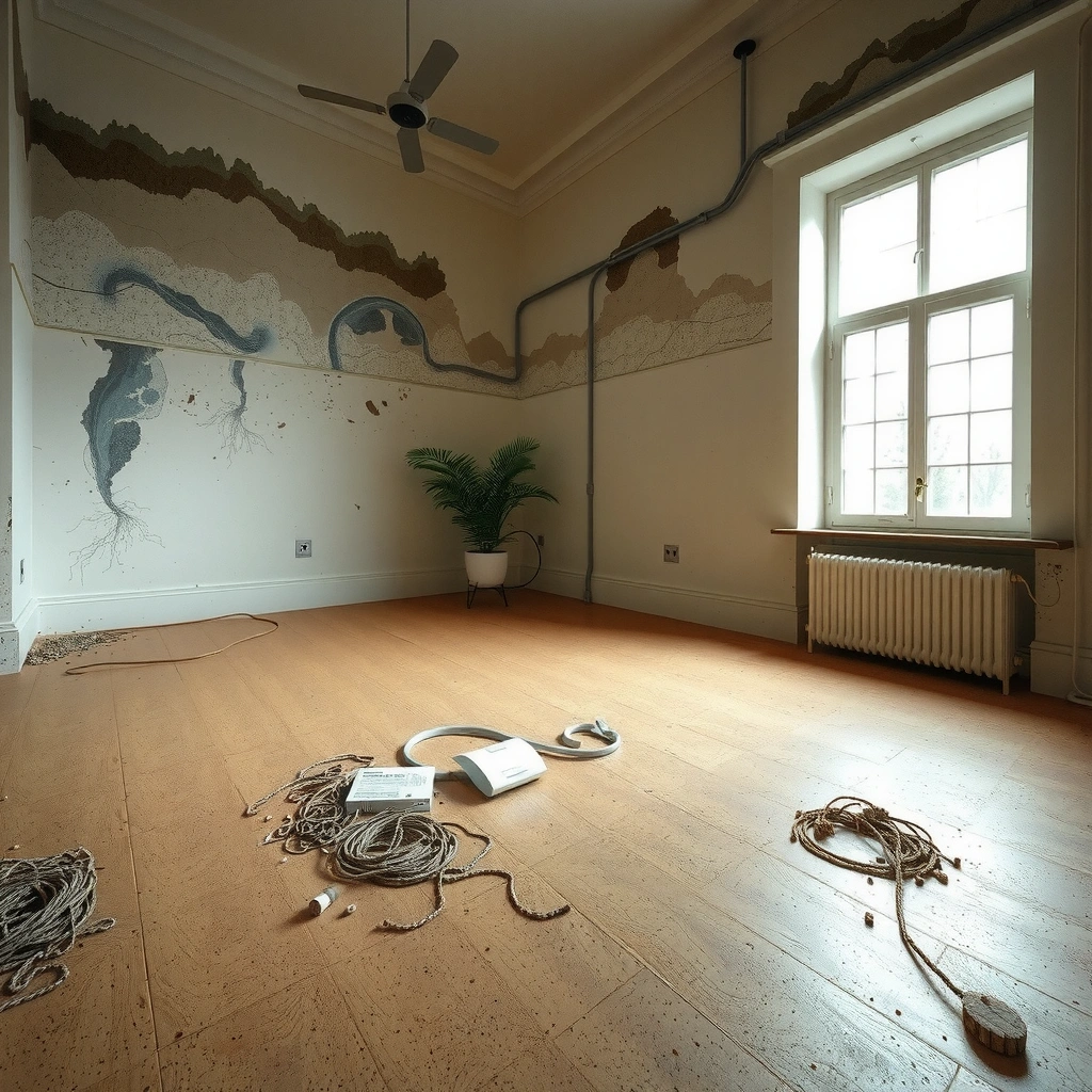 Assessing moisture risk areas for cork floor installation to prevent mold growth.