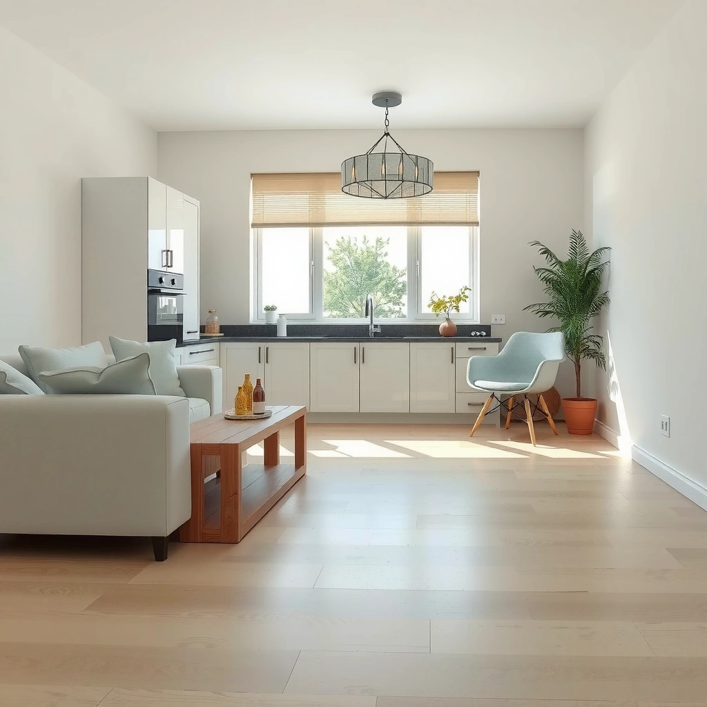 A person inspecting laminate floors to identify the source of odors before cleaning.