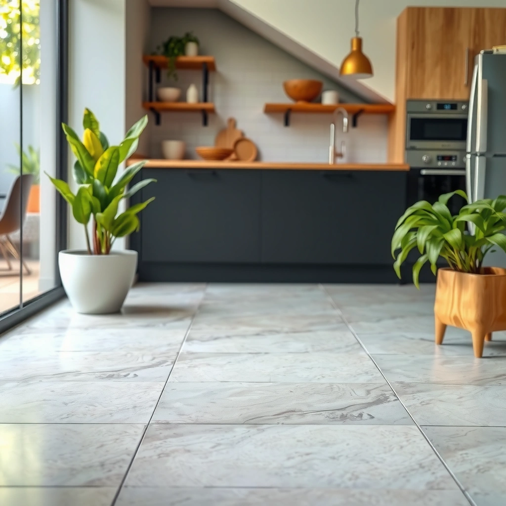 Person inspecting tile floor to identify odor source for effective removal.