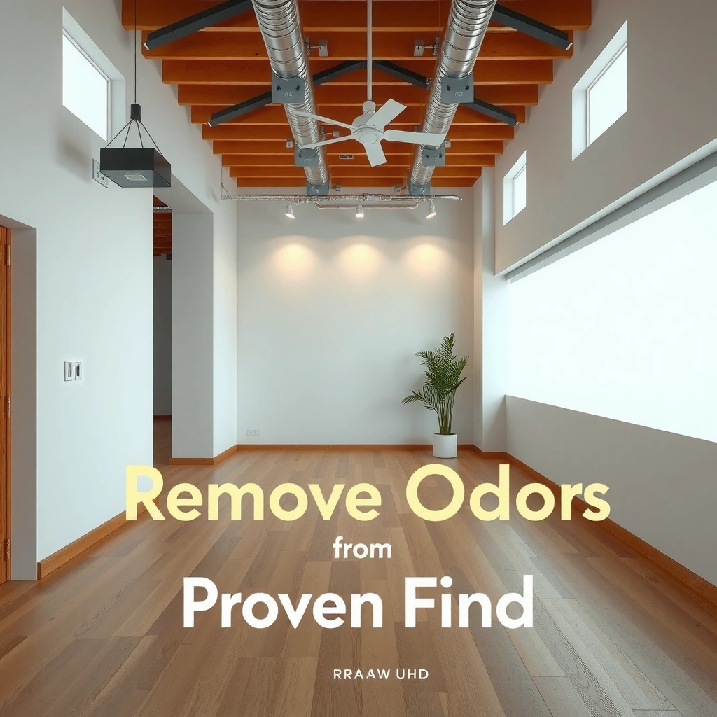 Person inspecting sheet vinyl floor to find the source of an odor, focusing on odor removal techniques.