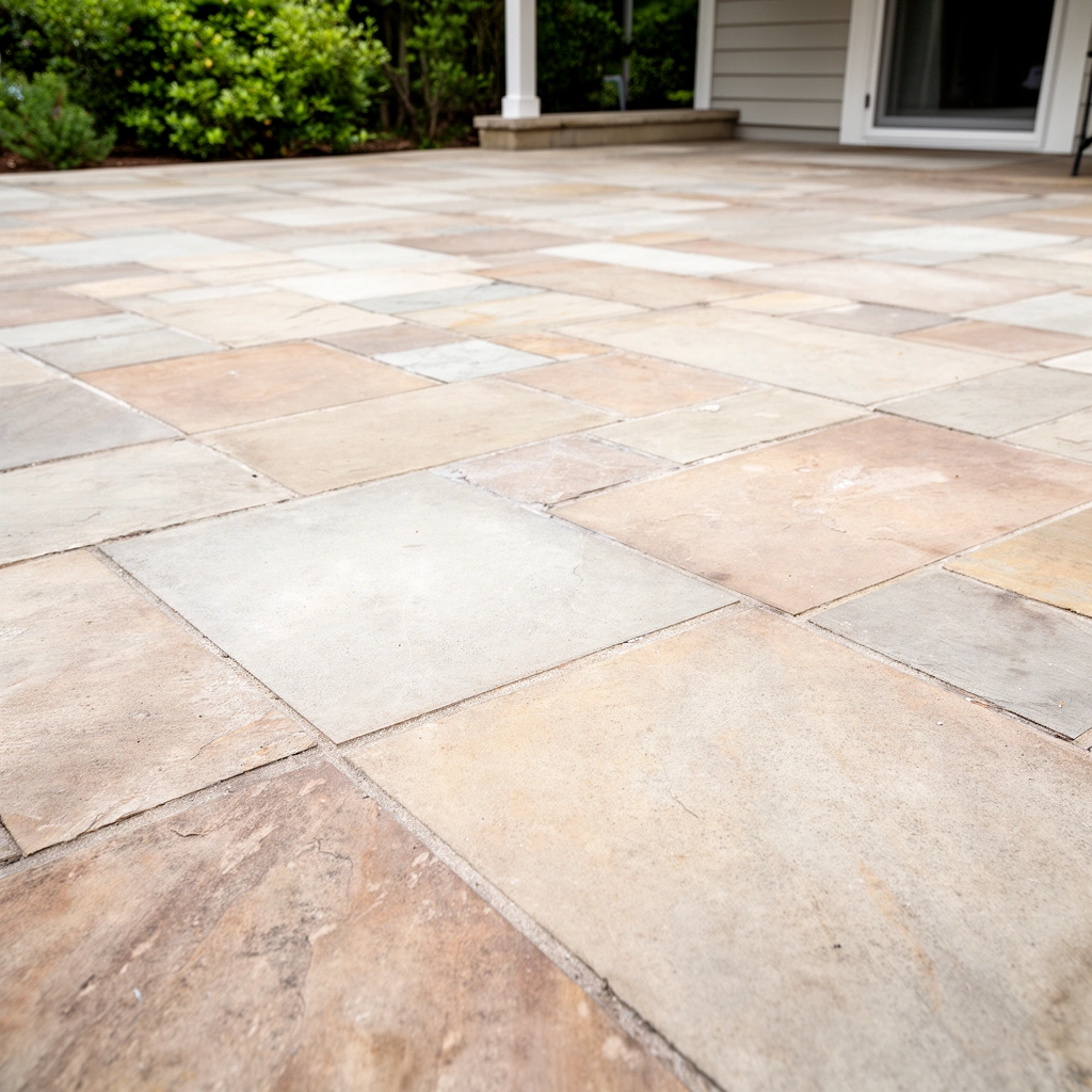 Image showing various outdoor floor materials and examples of damage for restoration guidance