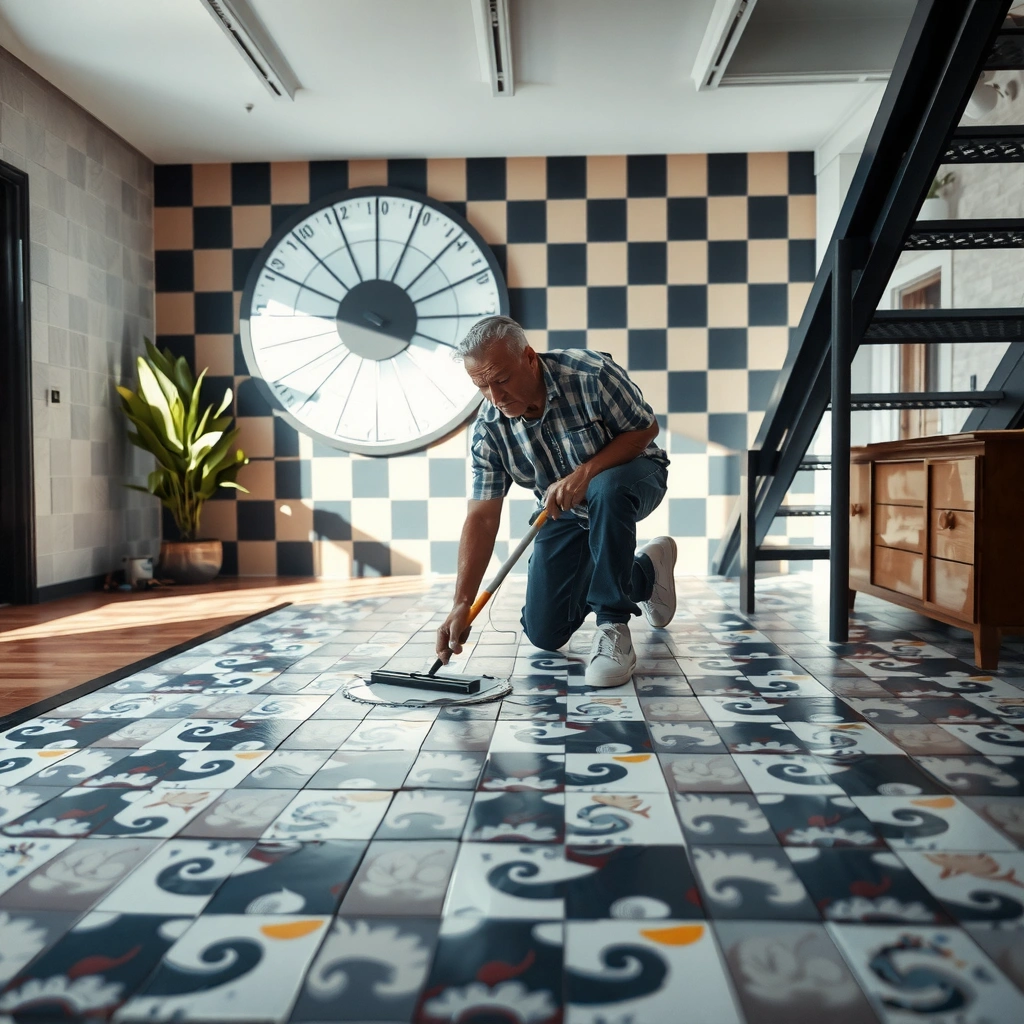 Image showing different types of paint and mosaic tile risks for safe removal methods