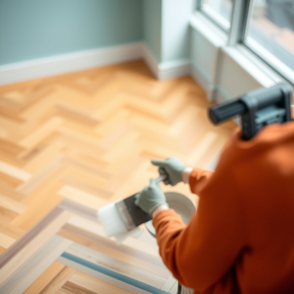A visual guide to identifying paint type and floor finish before removing paint from chevron floors.