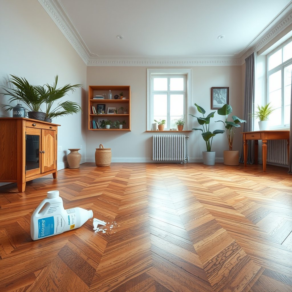 Close-up of adhesive types on parquet floor for removal guidance