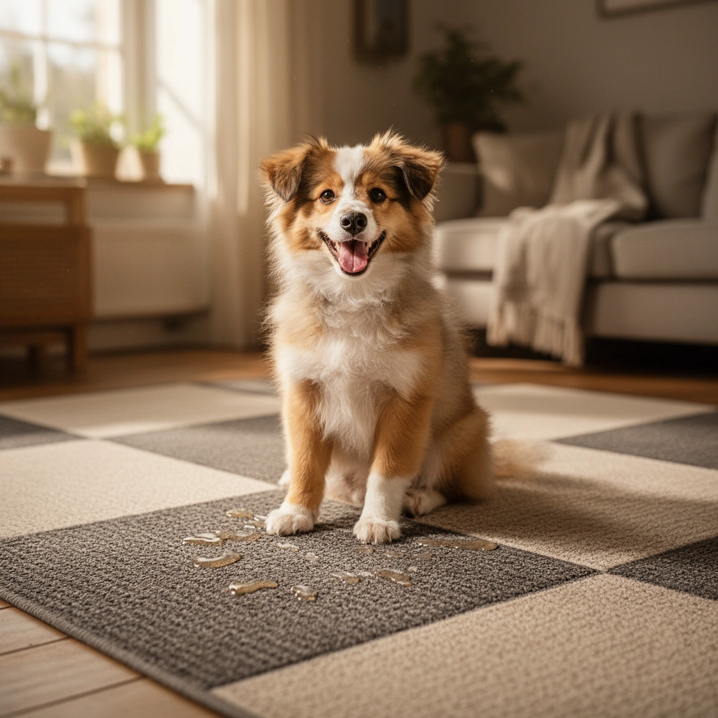 A close-up of carpet tiles showing signs of slipping, highlighting potential causes of carpet tile movement.