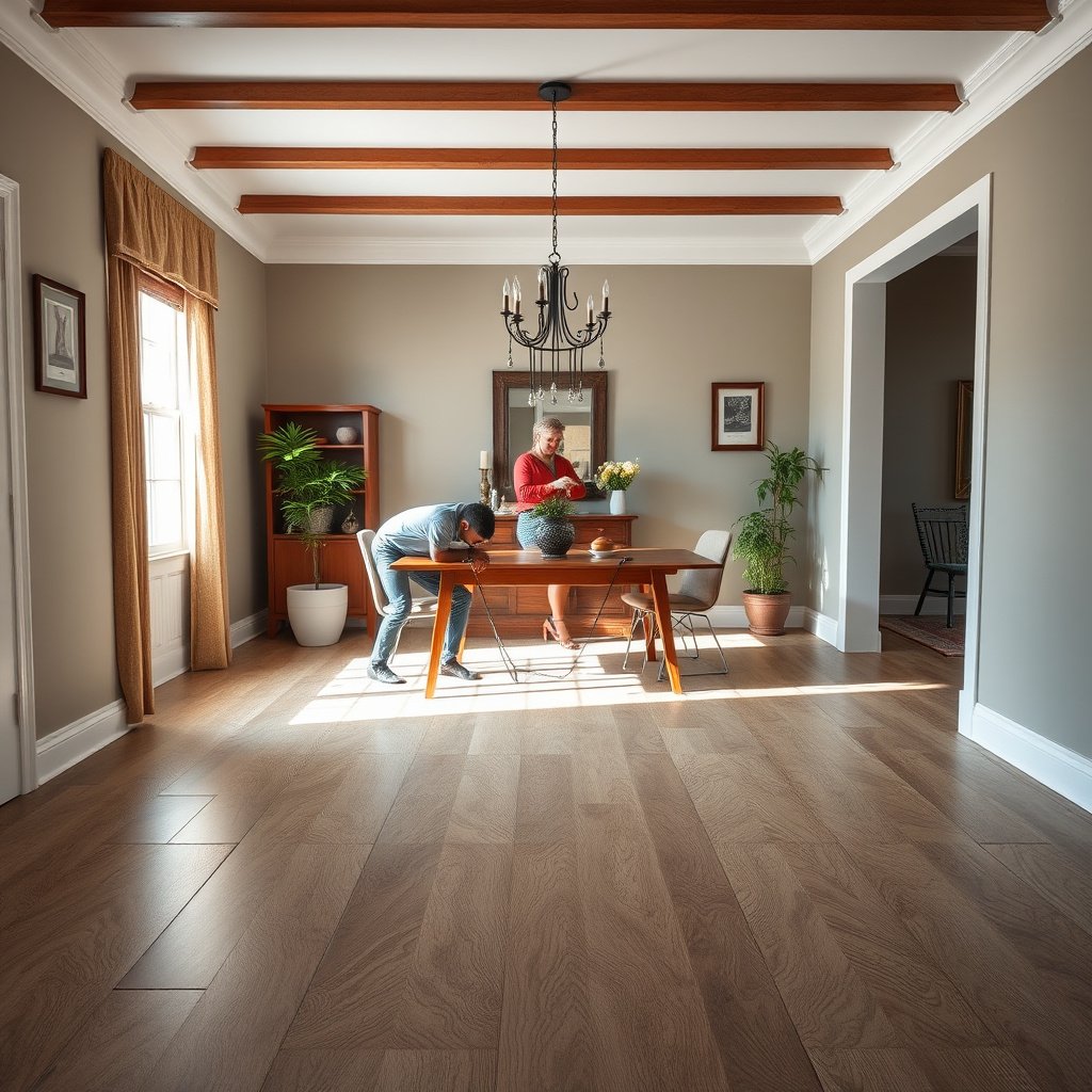 Different types of vinyl flooring: peel-and-stick, click-lock, and glue-down options.