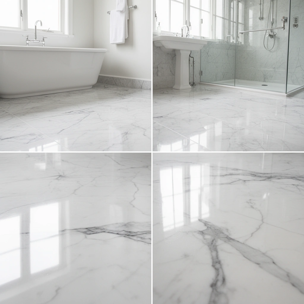Image showing different types of bathroom floor materials and finishes for polishing.
