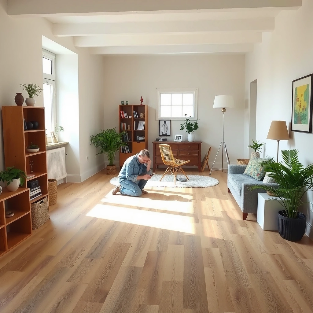A close-up of different vinyl flooring types for identification in removal process.