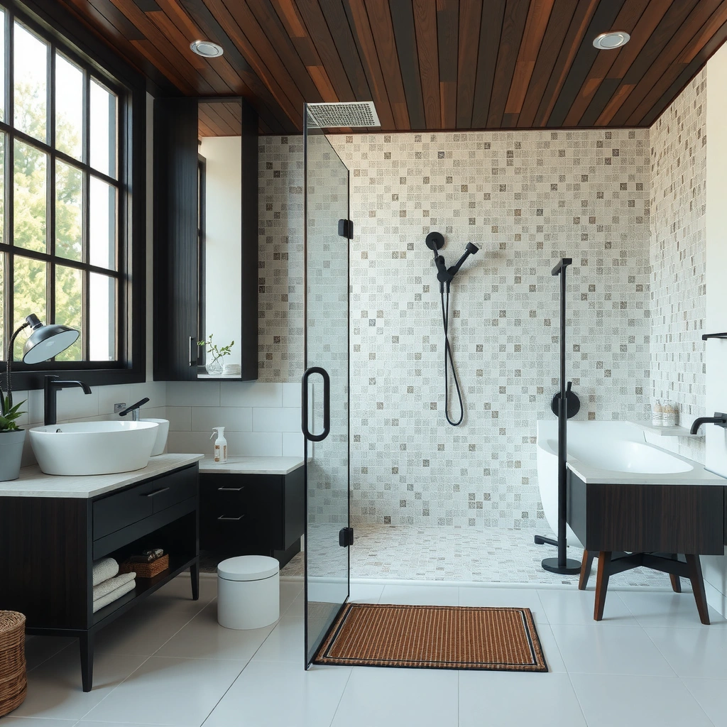 Different types of adhesive on mosaic tile floors to identify for removal