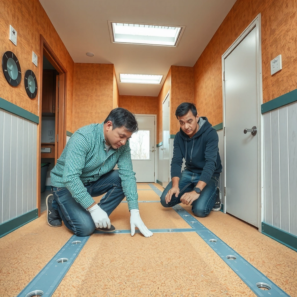Cork floor showing signs of buckling due to moisture, humidity, or installation gaps.