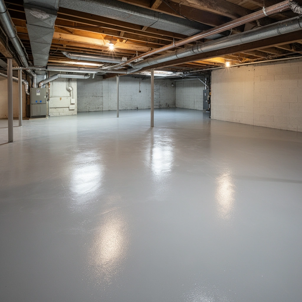 Image showing different basement floor types and potential moisture sources for waterproofing.