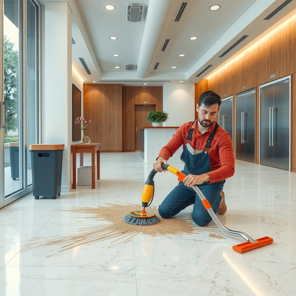 Different types of stains on granite floors, helping identify the issue for effective cleaning.