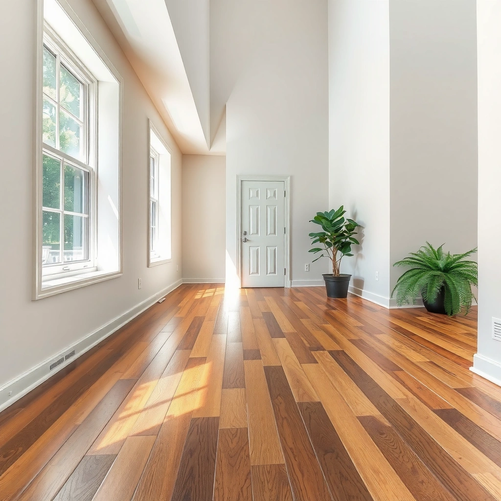 Image showing different types of discoloration on hardwood floors and their potential causes.