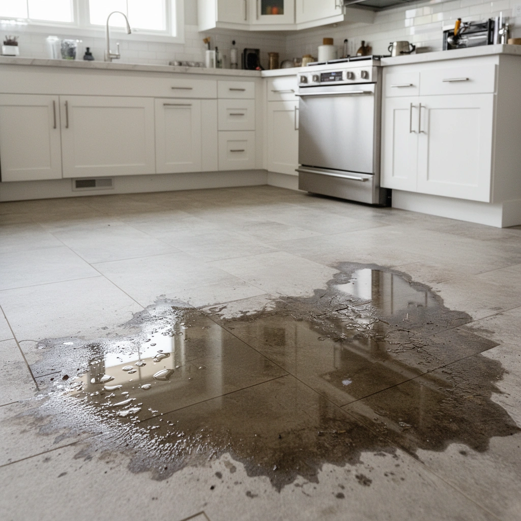 Image showing common leak points in kitchen areas to prevent water damage.