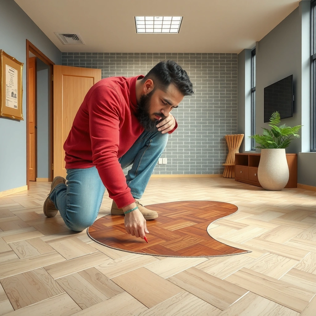 Image showing loose seams and edges in sheet vinyl flooring, highlighting potential sources of squeaks.