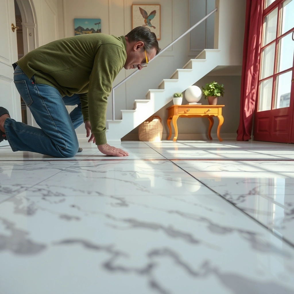 Image showing different types of cracks in marble floors for repair identification