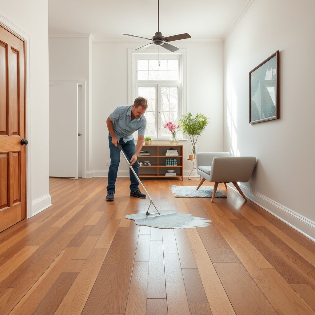 Image showing different types of mineral deposits on hardwood floors for deep cleaning preparation