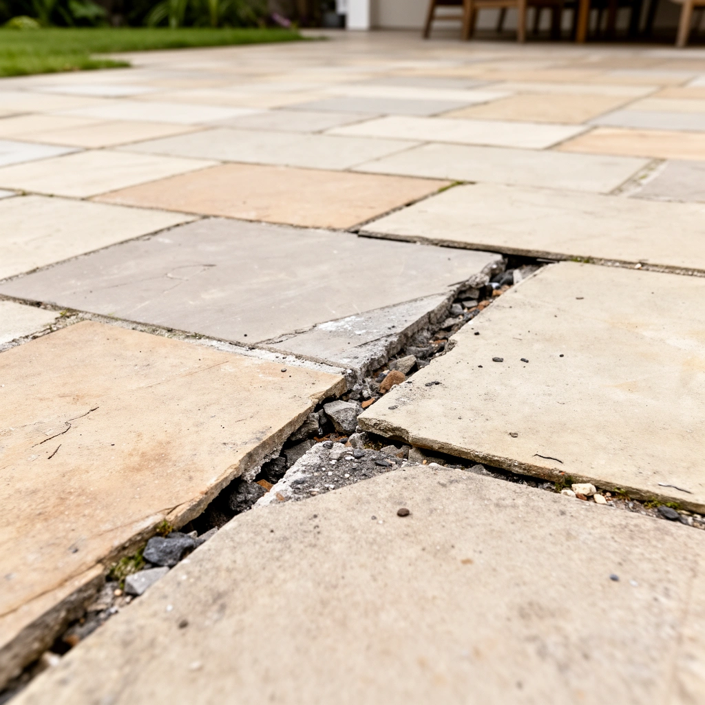 An overview of different patio types showing gaps and potential causes for these issues.