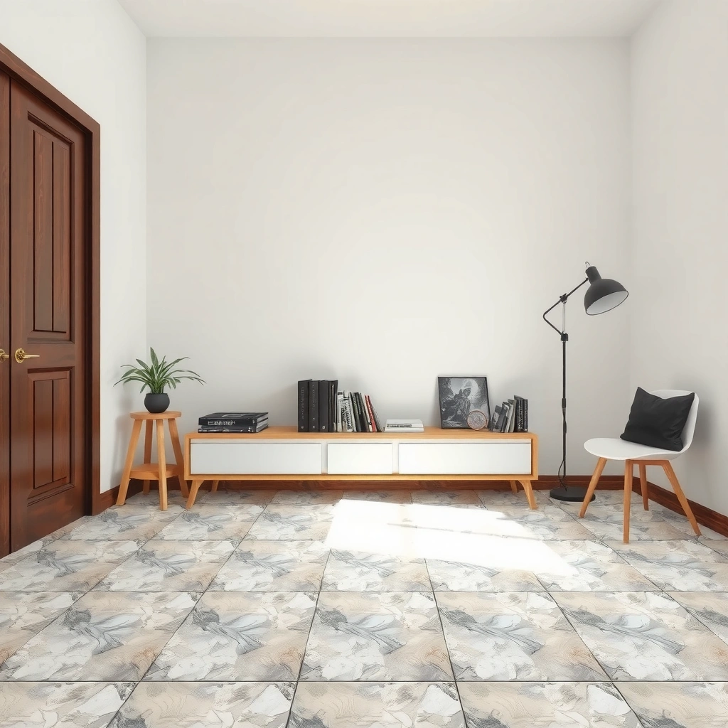 Image showing peeling tile, grout, and finish on a floor for repair identification.