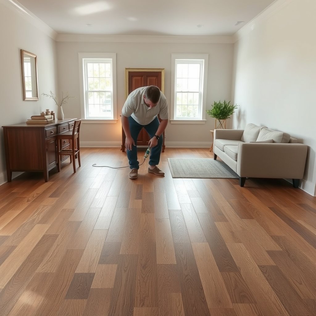 A close-up of different types of scratches on wood-look tile floors to identify damage.