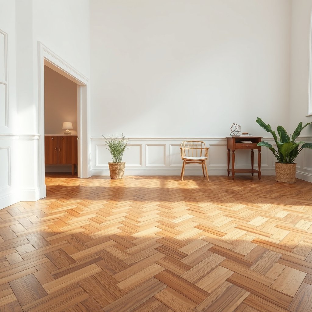 Check for cleaning residue, wear, or moisture on herringbone floors to prevent slipping.