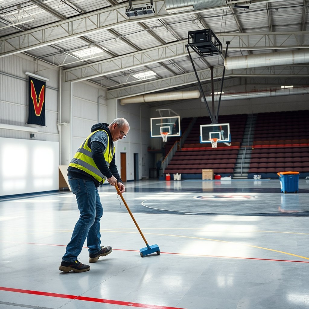 A close-up image showing different types of sports floor materials for safe disposal.