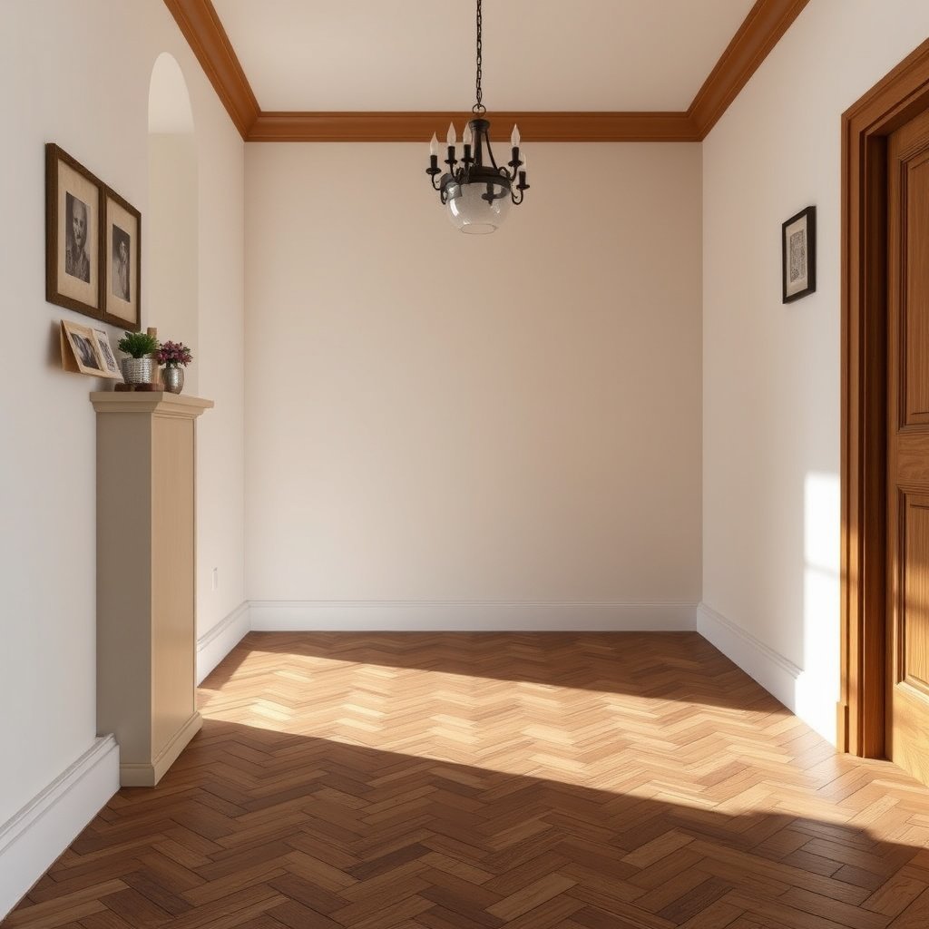A person marking squeak spots on a herringbone floor to find what's moving.