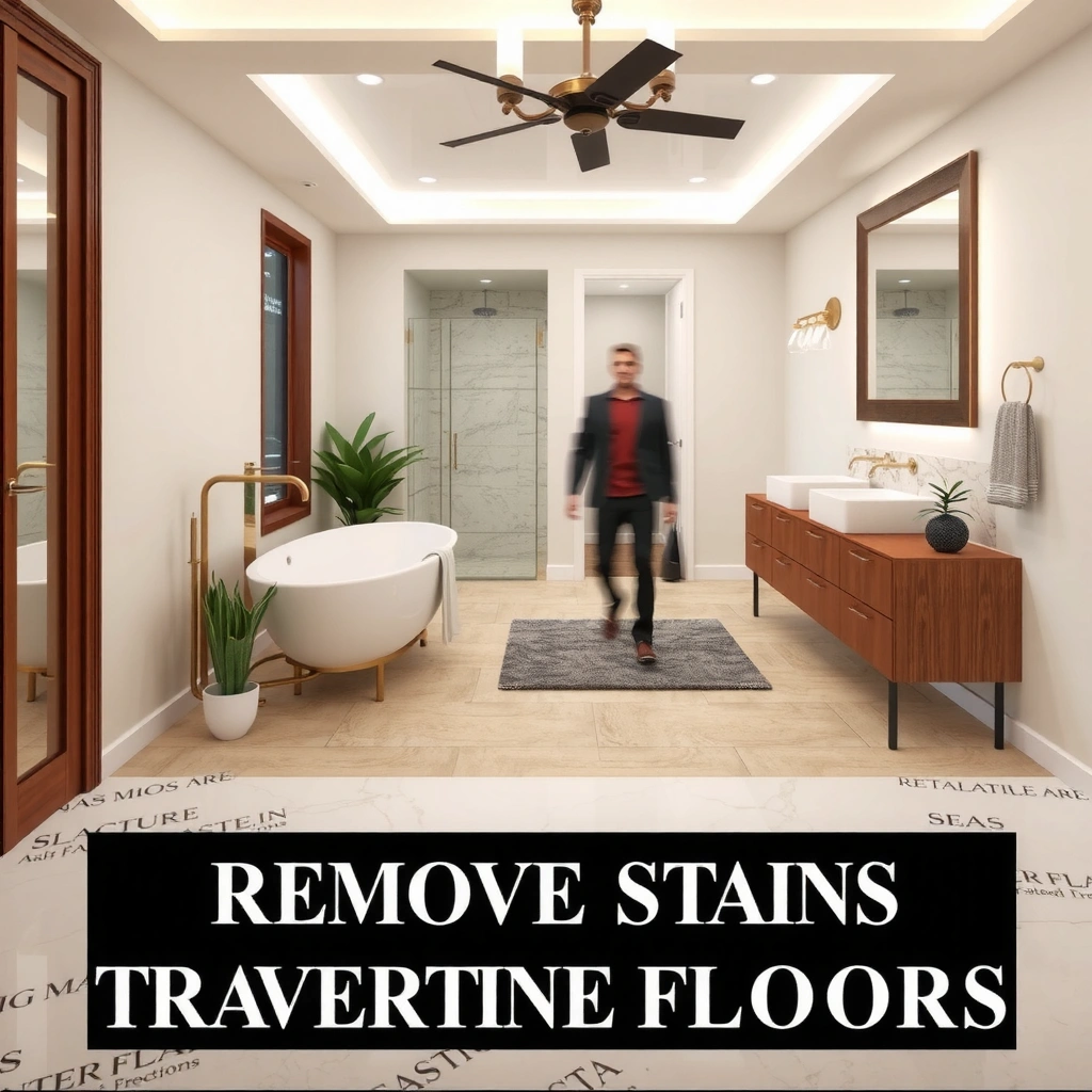 Image showing different types of stains on travertine floors to identify for cleaning