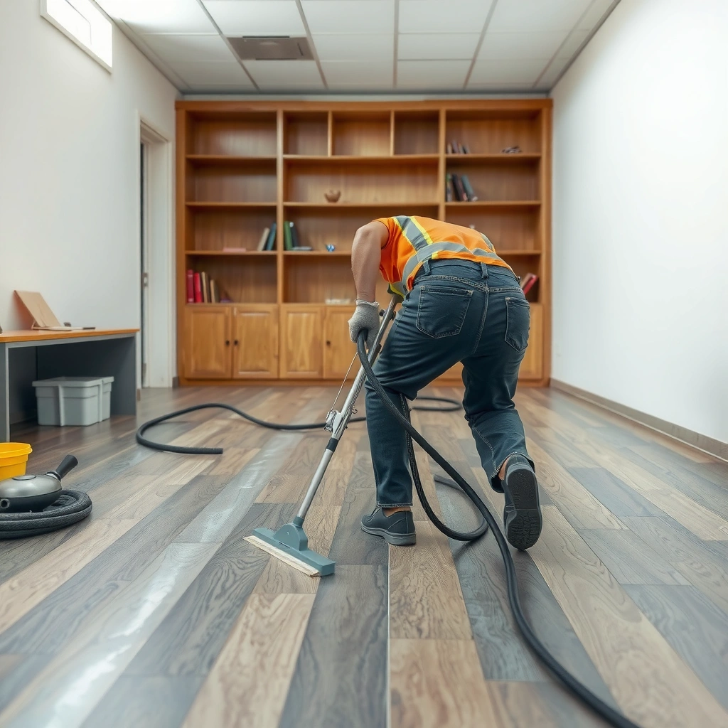 A close-up of various types of damage on vinyl flooring, including scratches, cuts, and lifting.