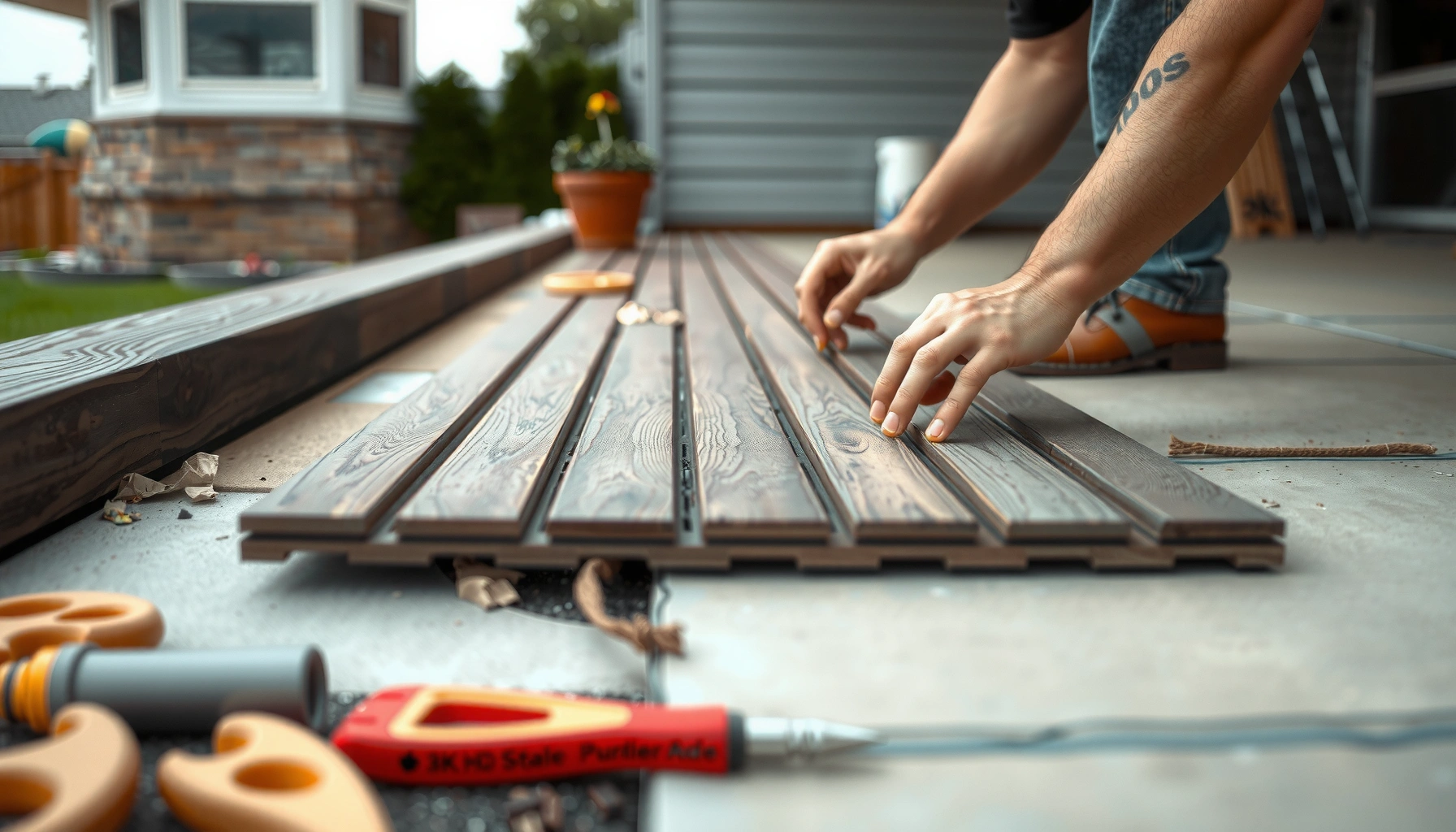 Step-by-step guide on how to install outdoor flooring over existing surfaces.