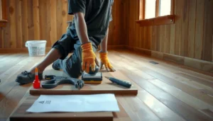 Step-by-step guide on how to install bamboo floors with tools and materials shown.