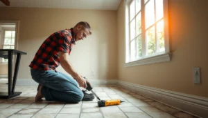 Step-by-step guide on installing baseboards with mosaic tile floors.