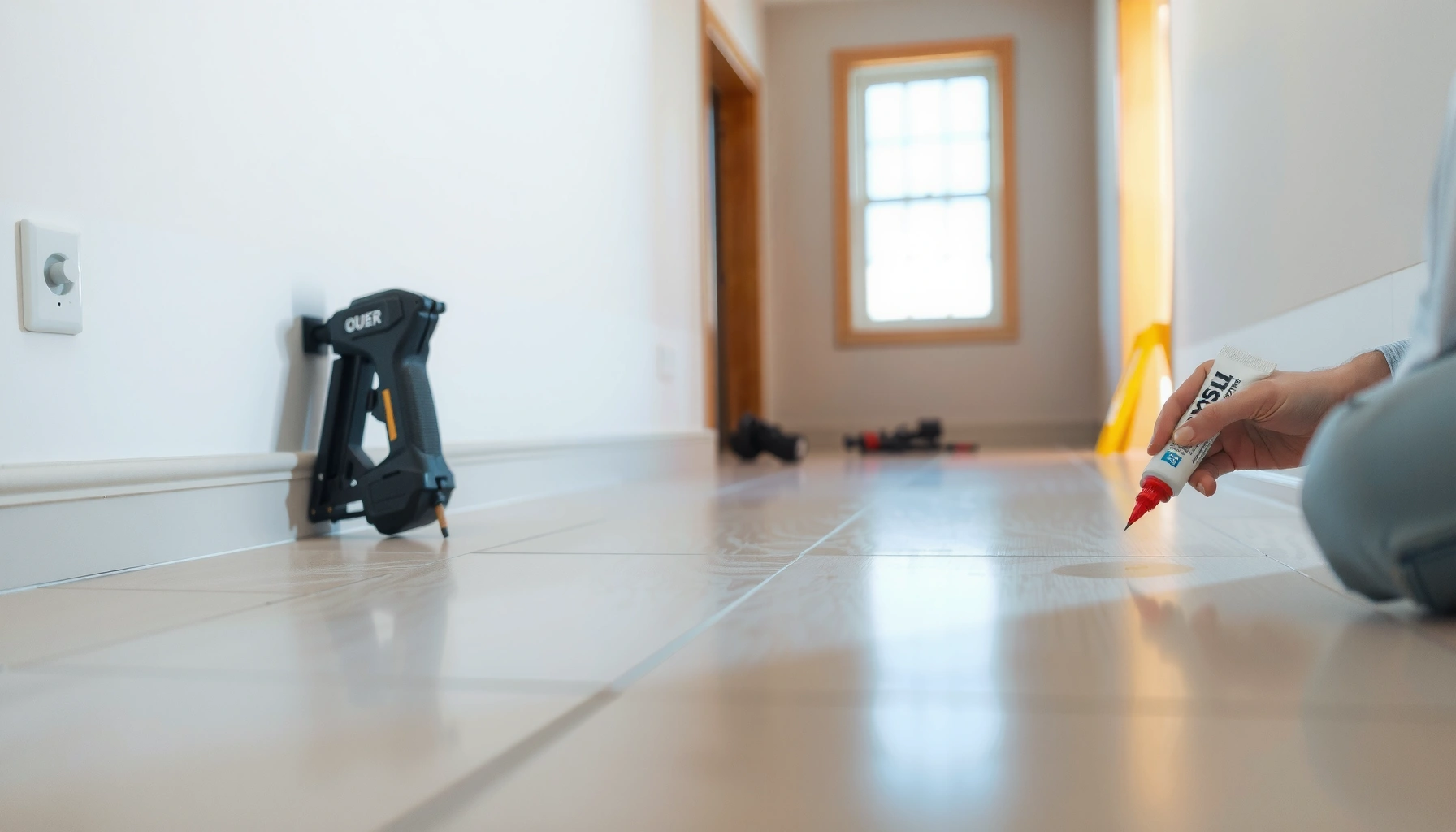 A step-by-step guide on installing baseboards with polyaspartic flooring for a polished finish.