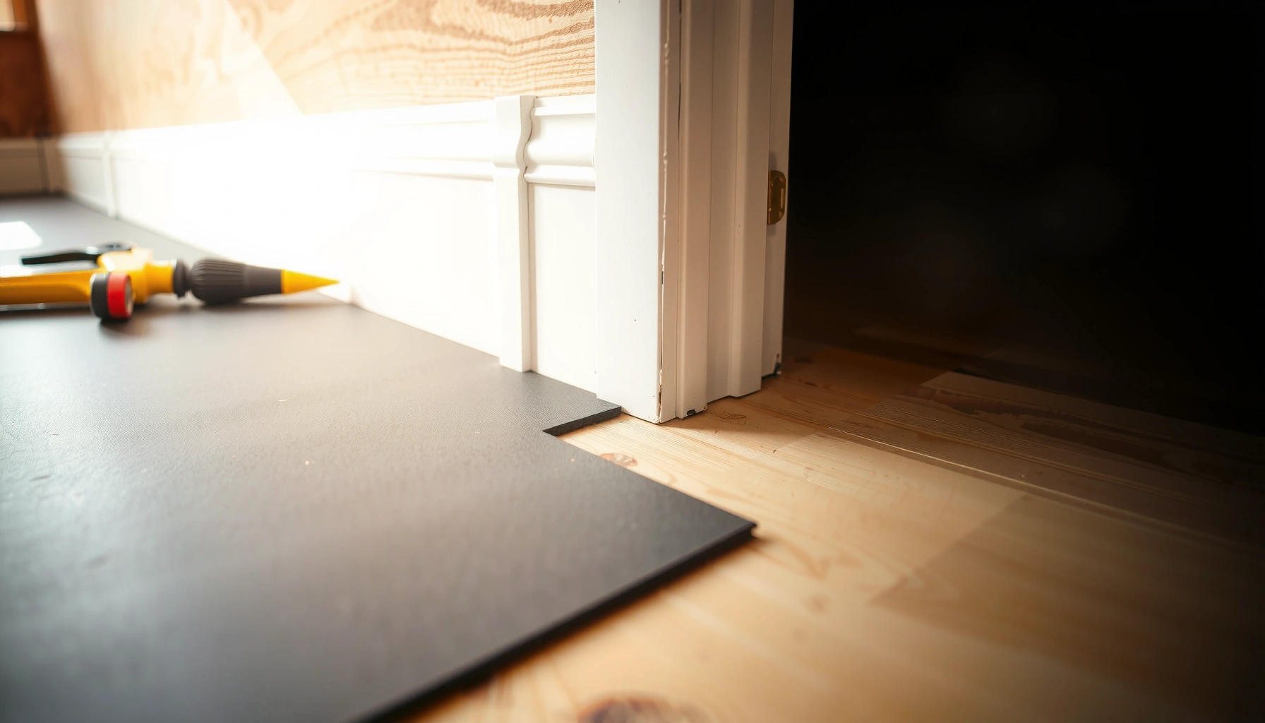 Step-by-step guide on installing baseboards alongside rubber flooring for a polished finish.