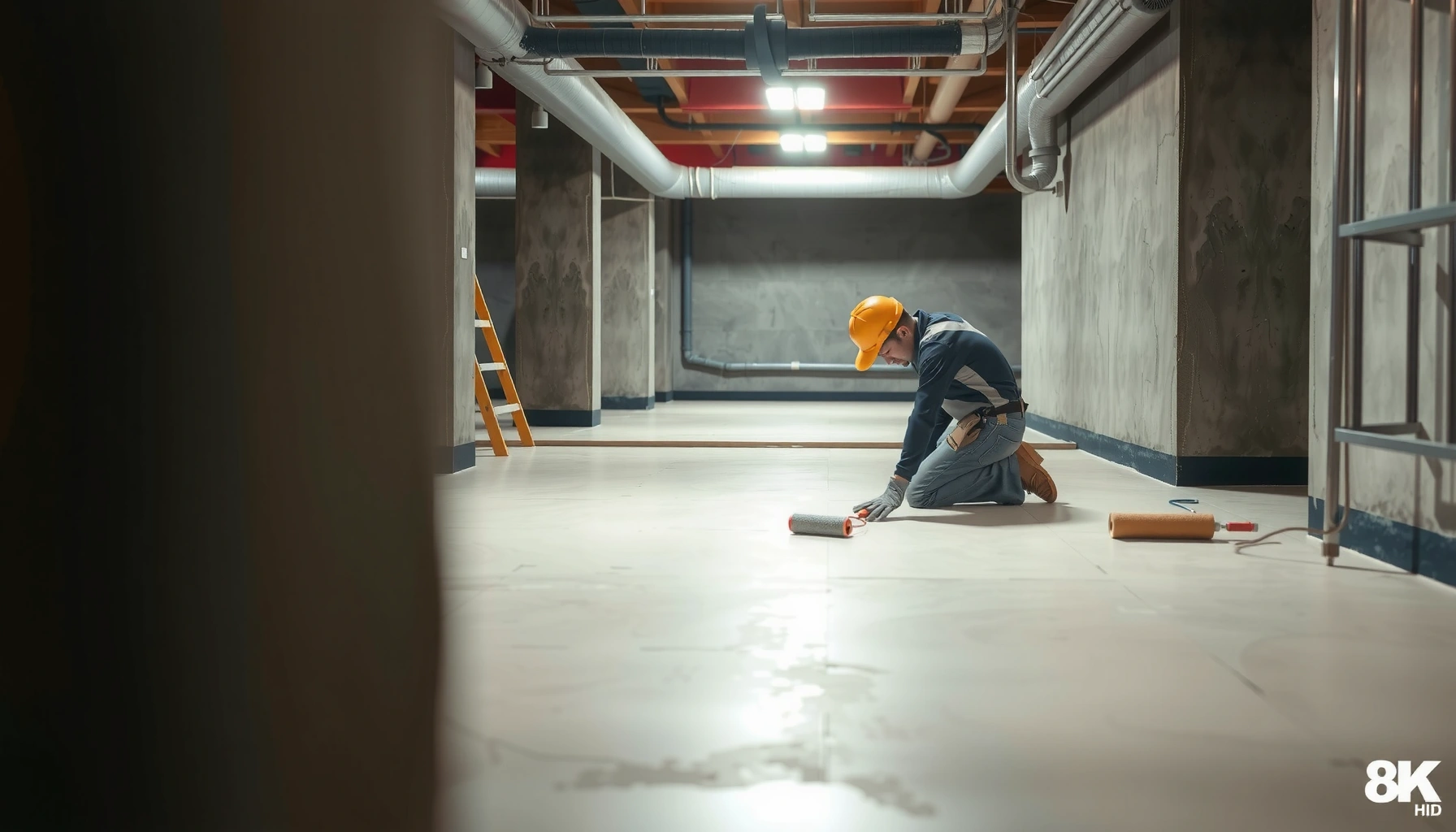 Step-by-step guide on how to install commercial floors in a basement setting.