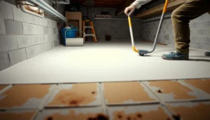 Step-by-step guide on how to install basement garage floors with tools and materials.