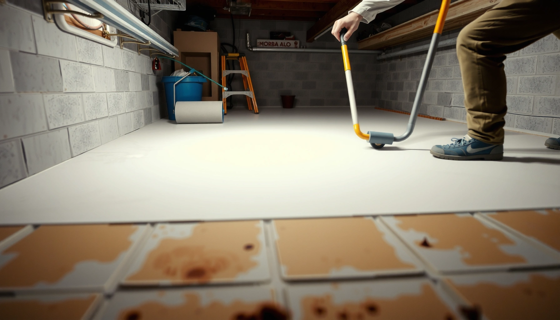 Step-by-step guide on how to install basement garage floors with tools and materials.
