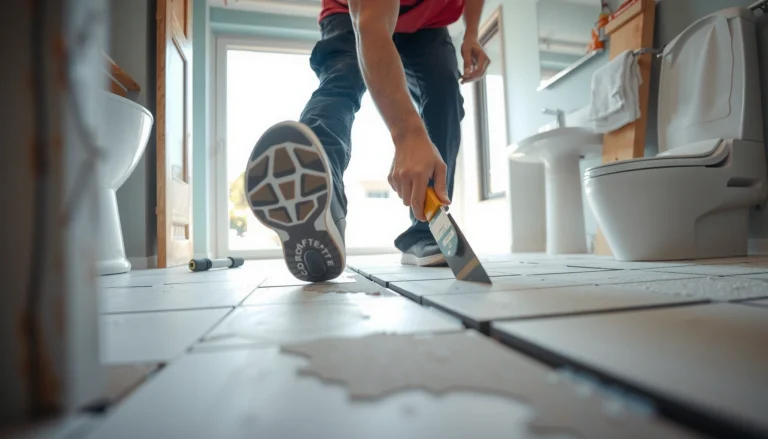 Step-by-step guide on how to install bathroom floors with tools and materials.