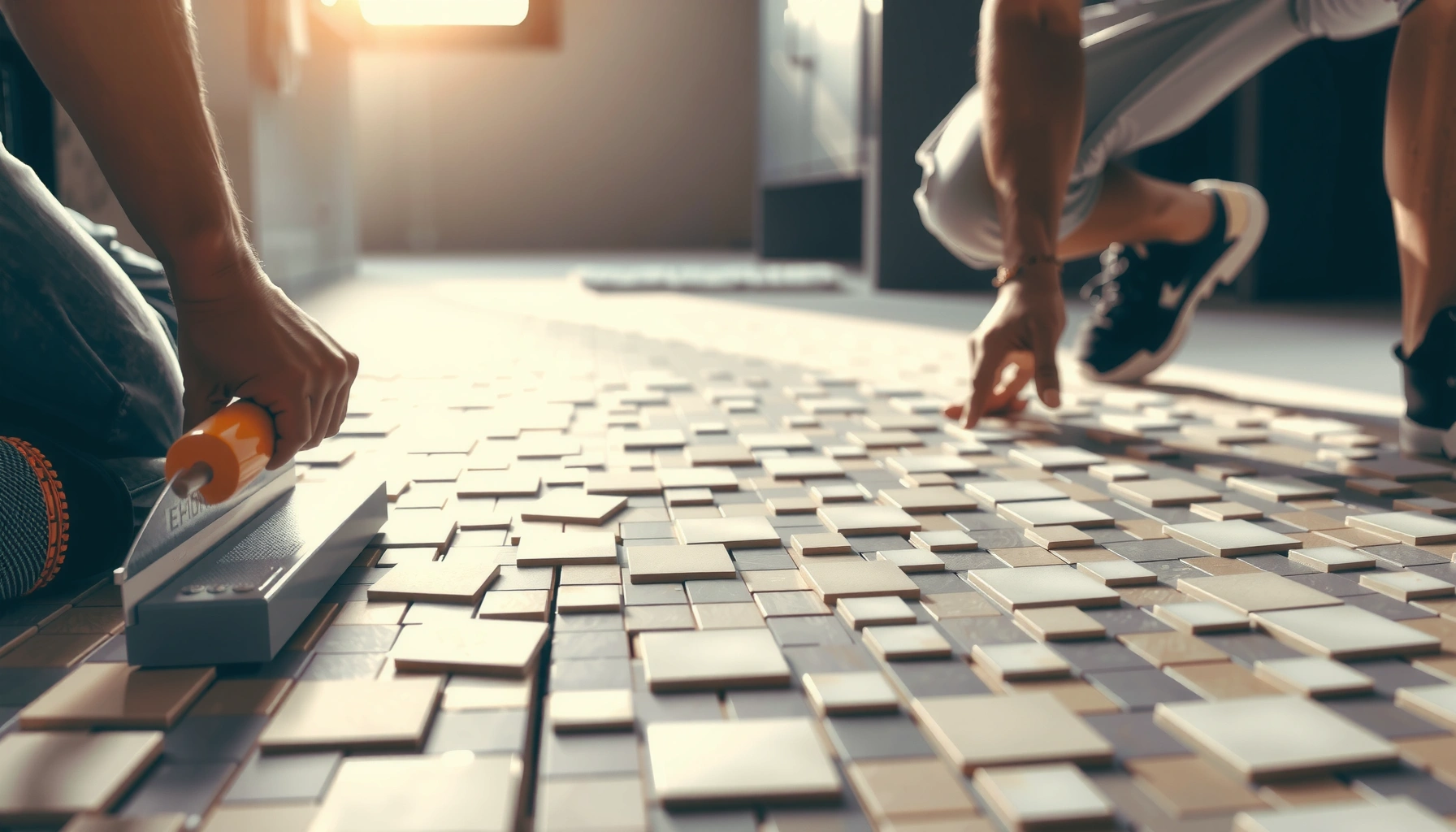 Step-by-step guide for installing mosaic tile floors in a bathroom.