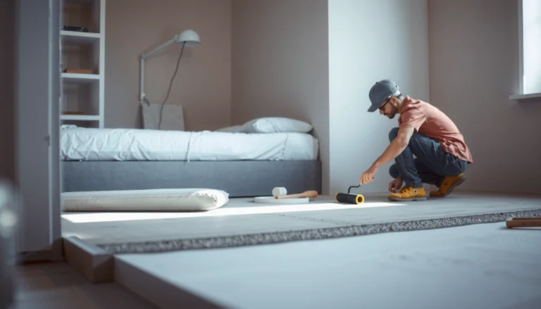 Step-by-step guide on how to install concrete floors in a bedroom for a modern look.