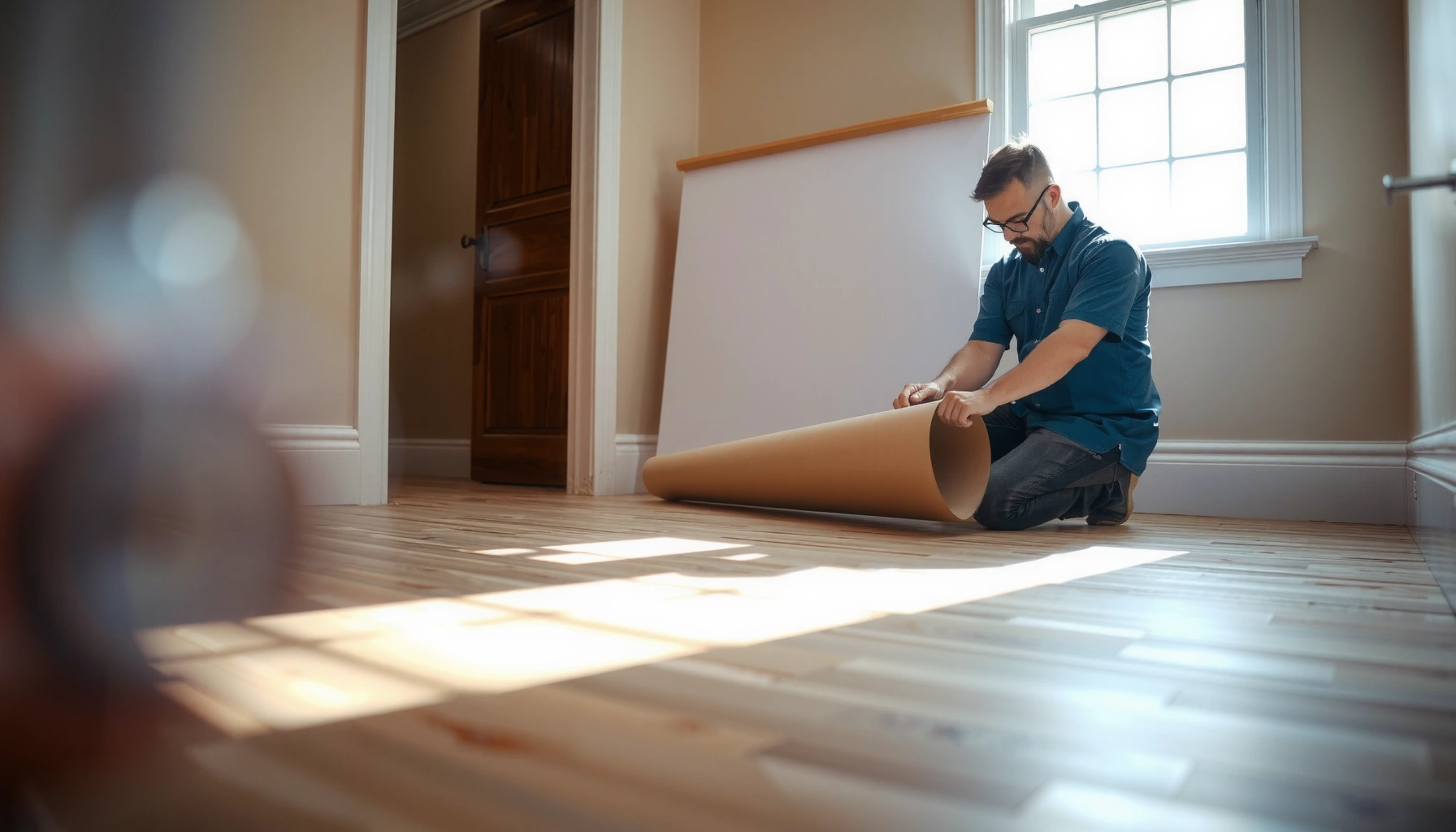 Step-by-step guide on how to install sheet vinyl floors in a bedroom.