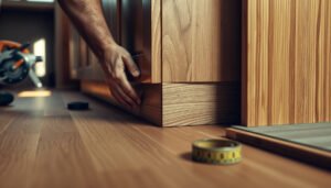 Step-by-step guide on how to install around cabinets on parquet floors.