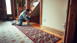 Step-by-step guide for installing carpet around stairs flooring.